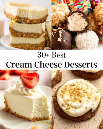 Image of 4 cream cheese desserts photos.