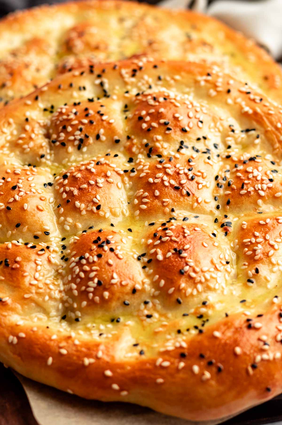 Super close up shot of turkish bread.