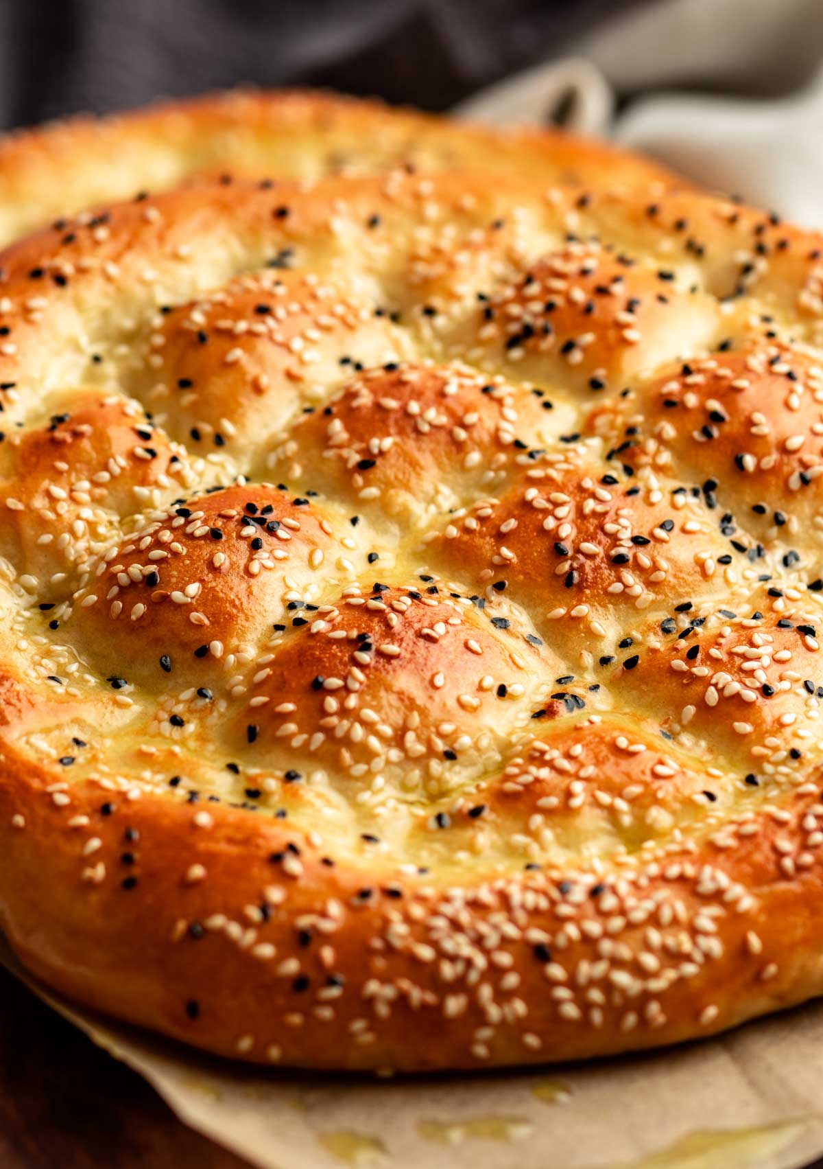 Close up shot of turkish bread.