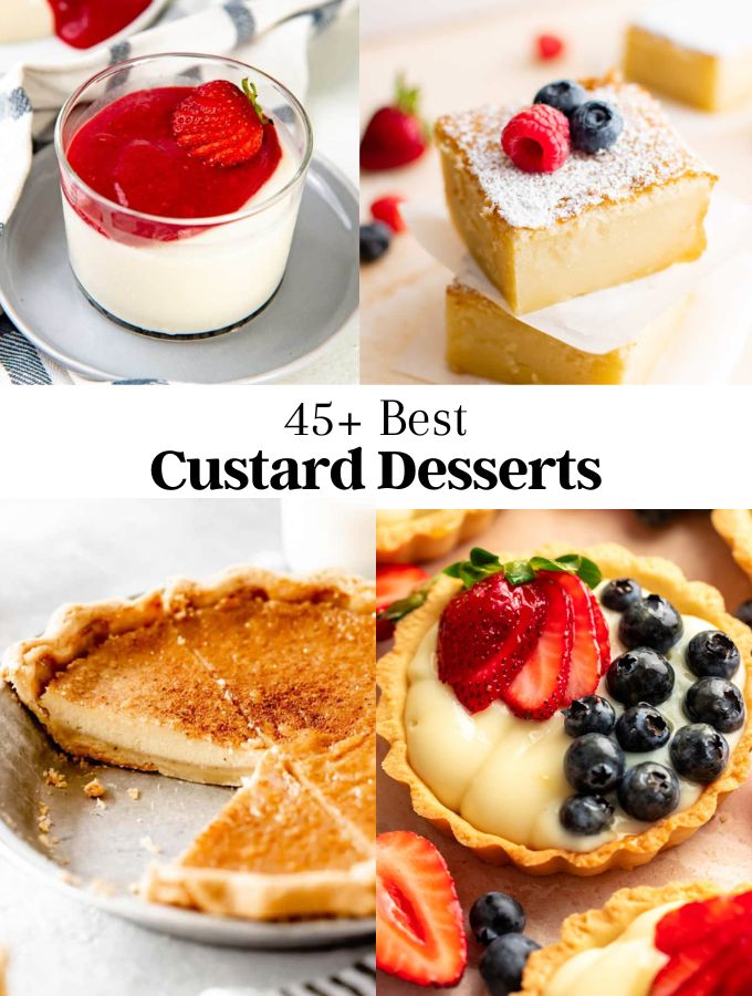 Image of 4 custard dessert recipes photos.