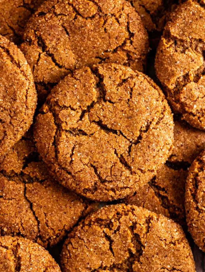 Top of gingersnap cookies.