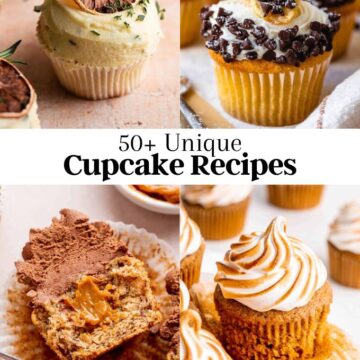 4 images of unique cupcake recipes collection.