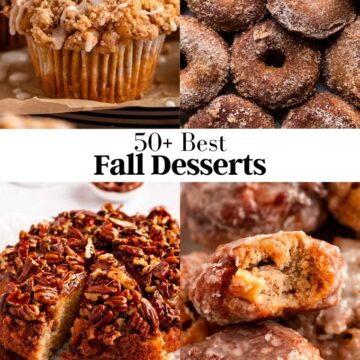 4 images of fall desserts.