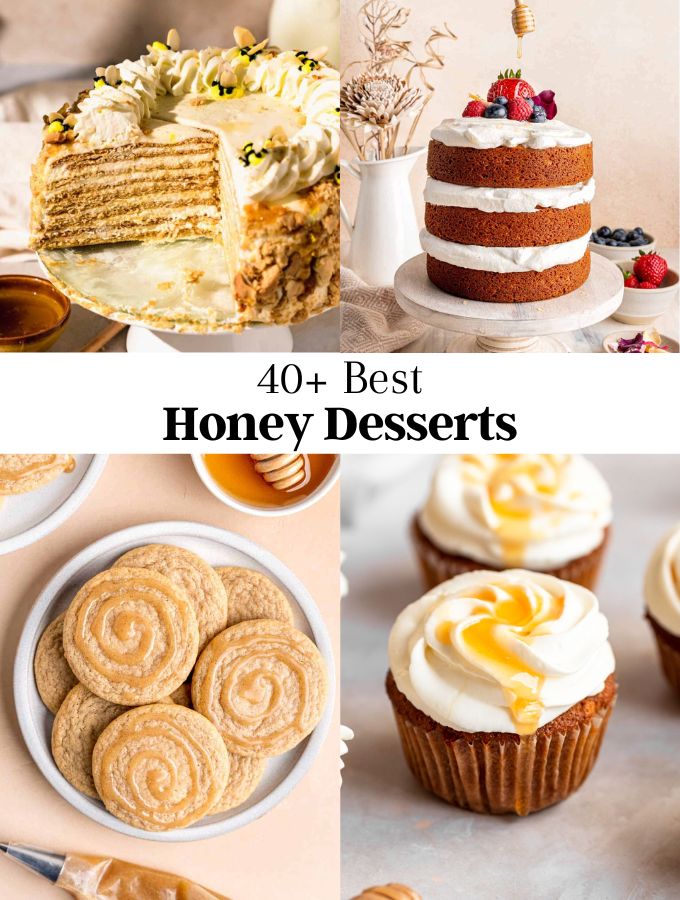 Image of 4 honey desserts photos.