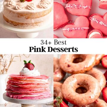 Image of 4 pink desserts recipes photos.
