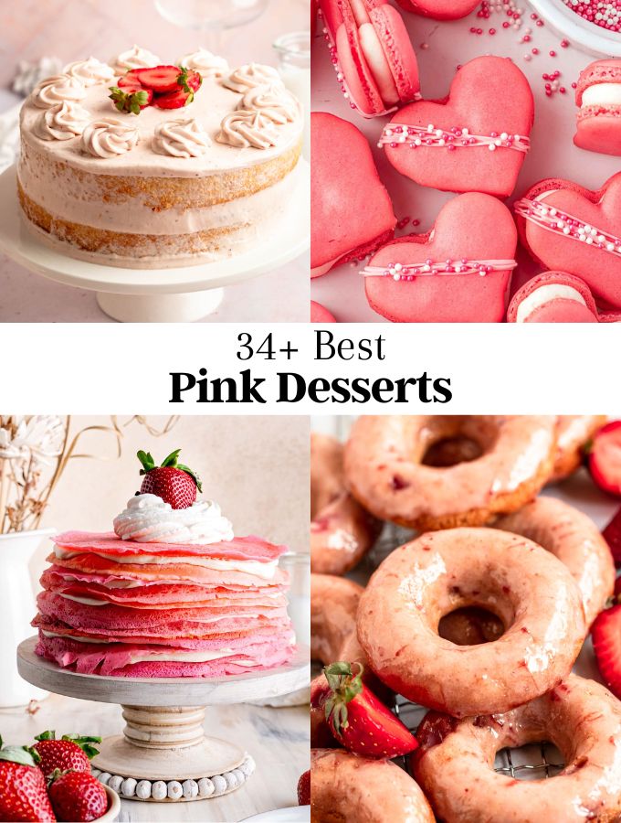 Image of 4 pink desserts recipes photos.