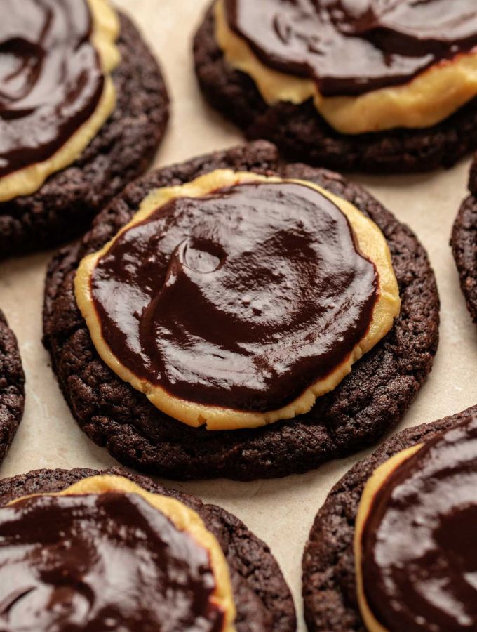 Close up shot of buckeye cookies.