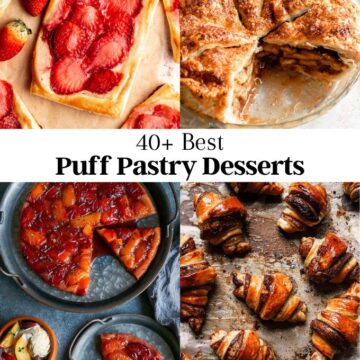 Image of 4 puff pastry desserts photos.