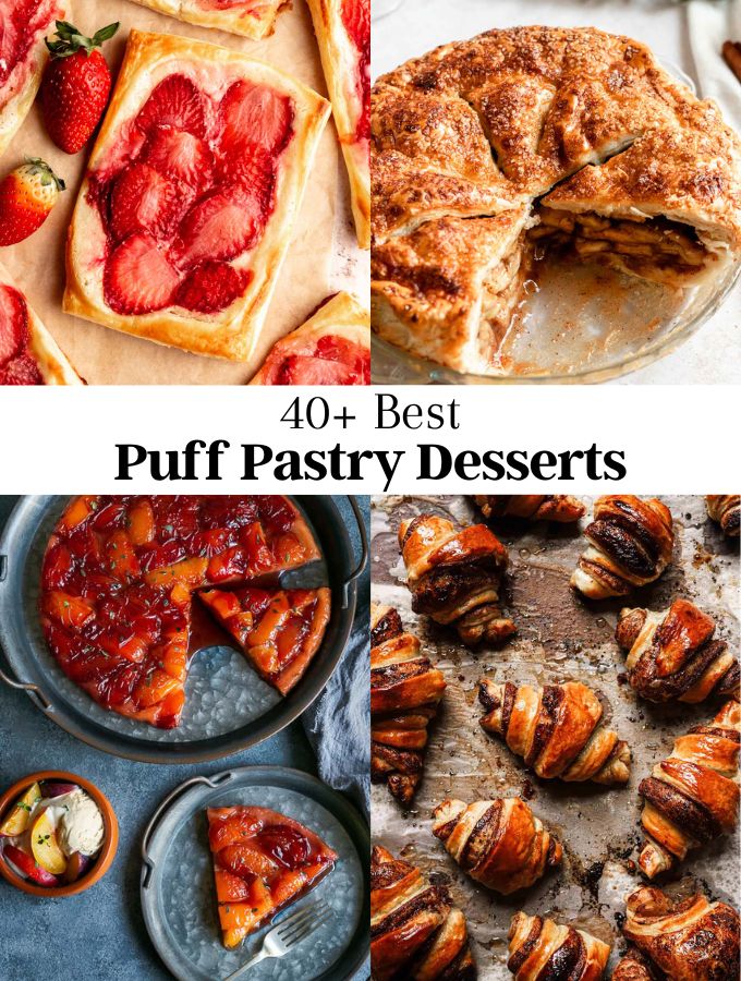 Image of 4 puff pastry desserts photos.