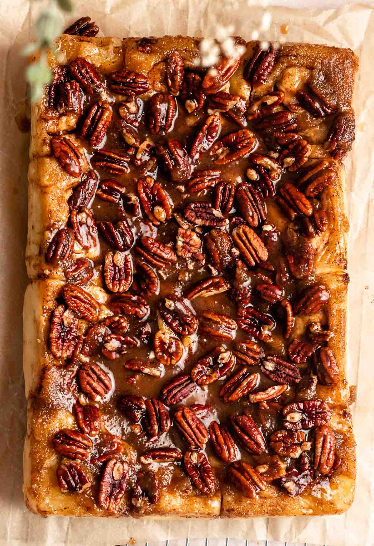 Top of pecan sticky buns.