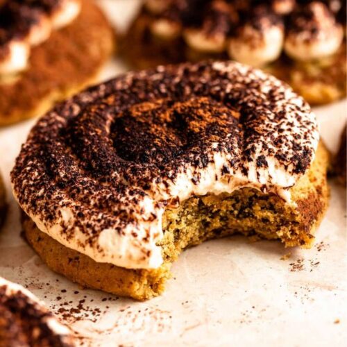 Bite missing from tiramisu cookies.
