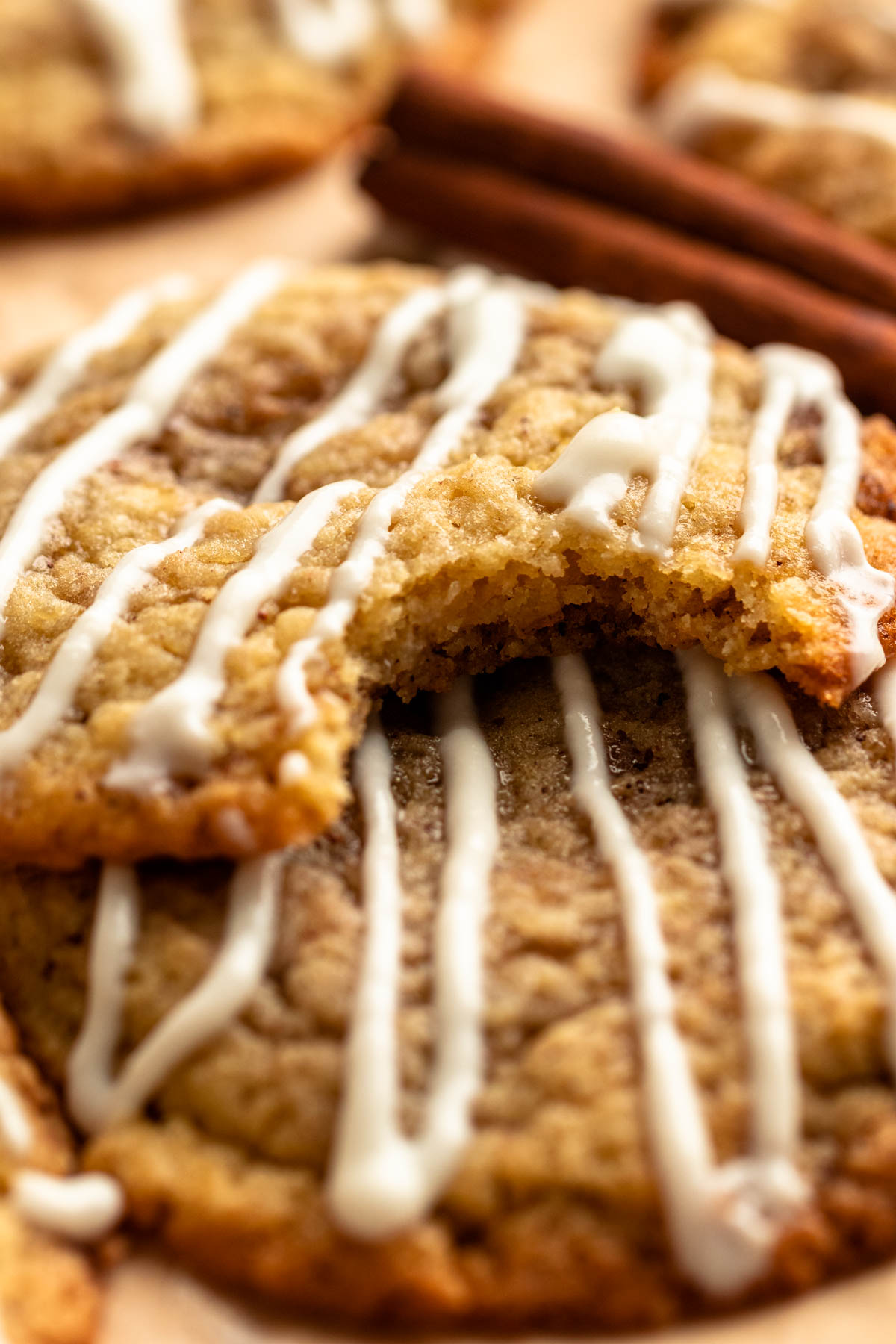 Close up shot of a cookie with a bite missing.