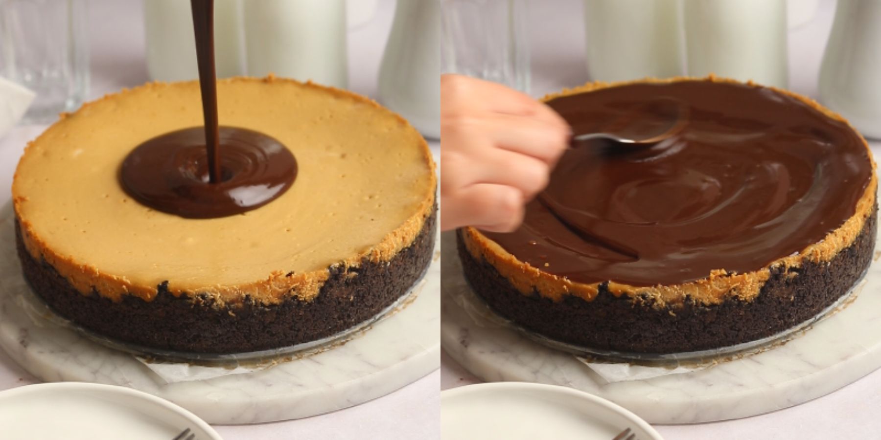 Cheesecake process shots.