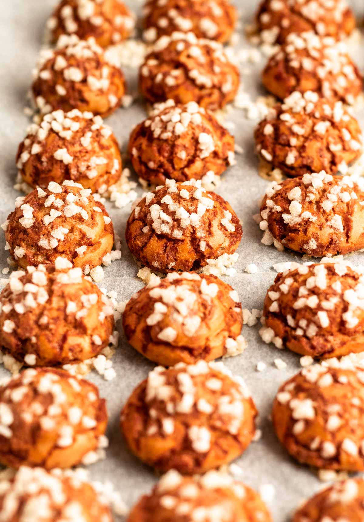 Chouqettes on a parchment paper.