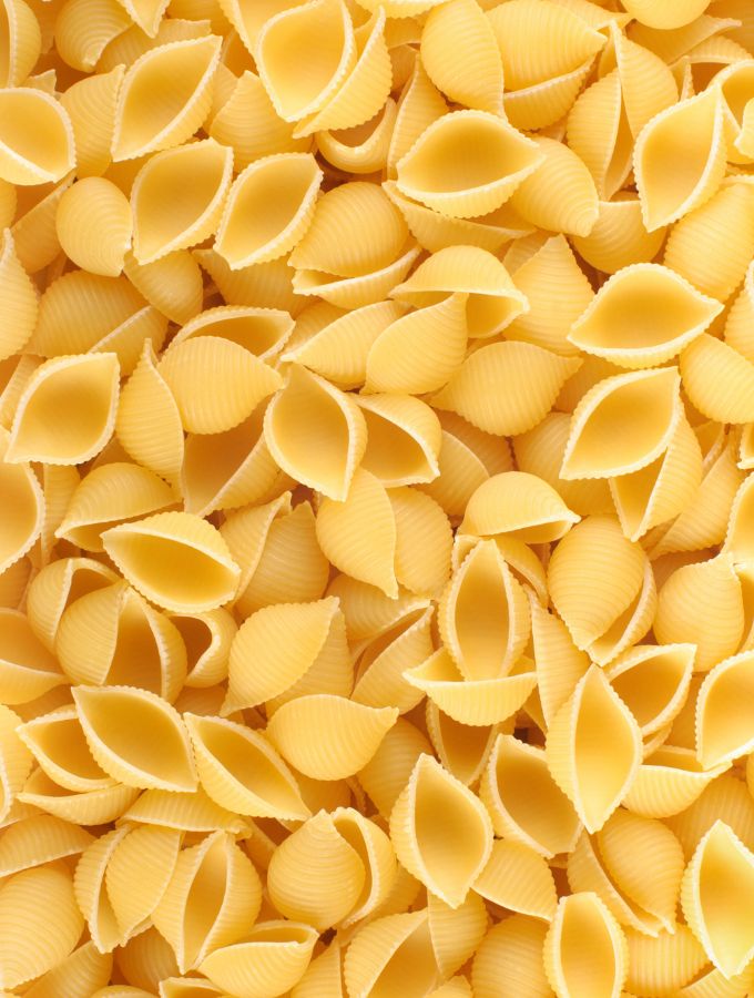 A large pile of Conchiglie pasta.