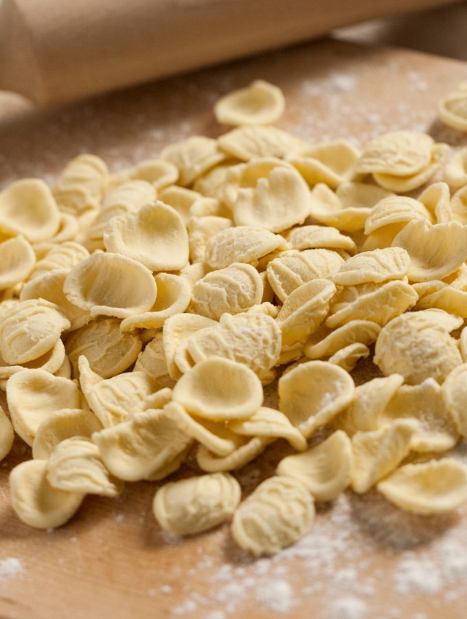 Pile of Orecchiette pasta.