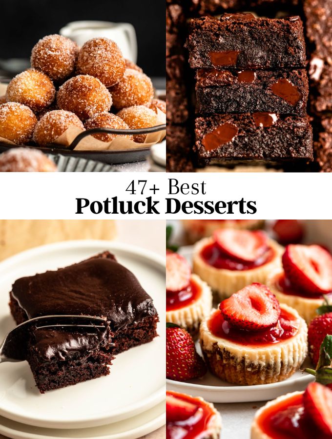 Image of 4 potluck desserts photos.