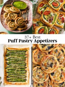 Image of 4 puff pastry appetizers photos.
