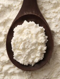 Top of a bowl with ricotta cheese.