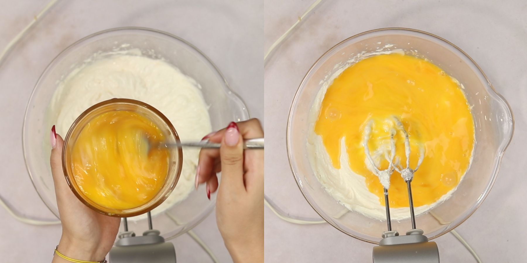 Cheesecake process shots.