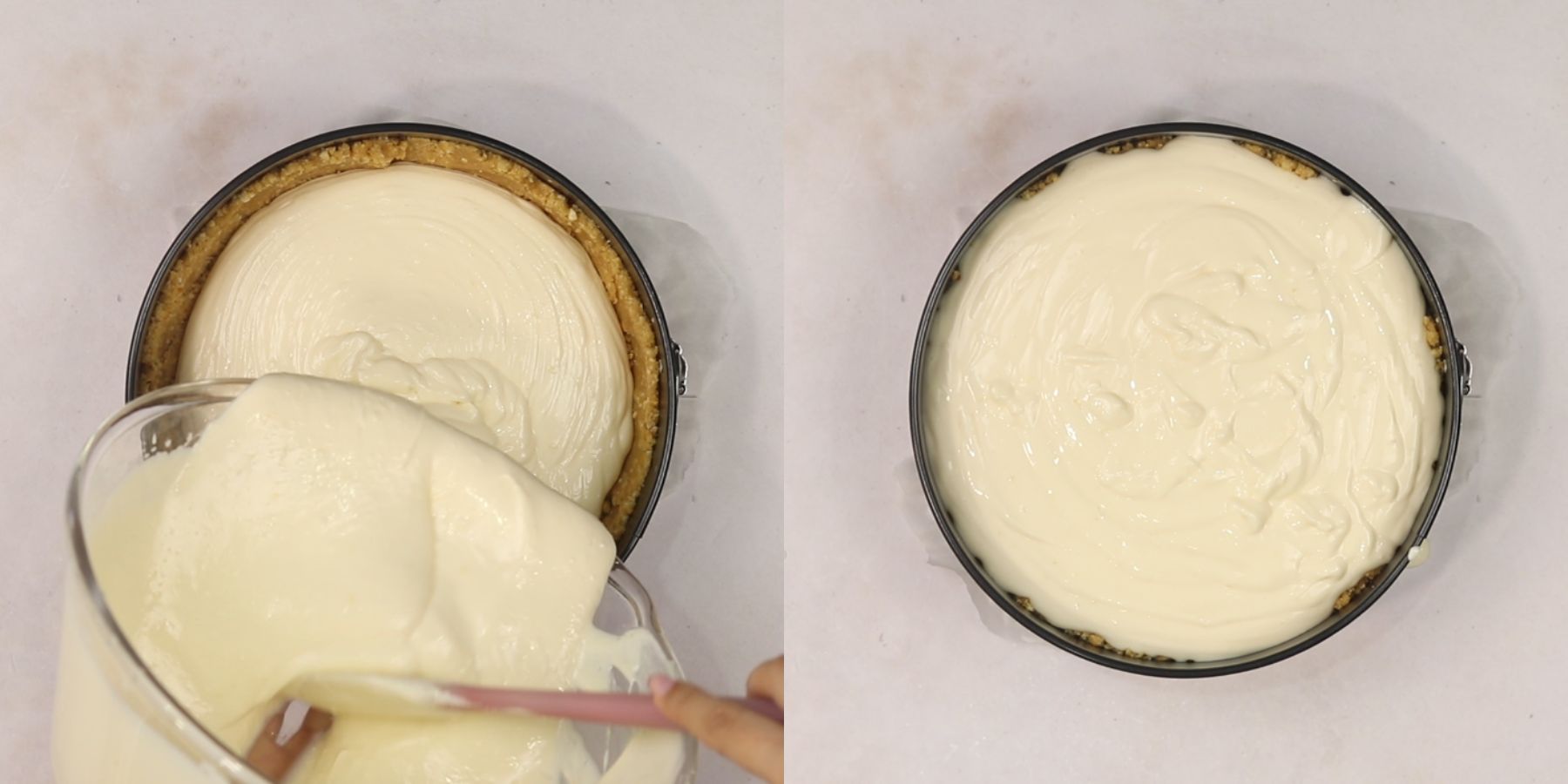 Cheesecake process shots.