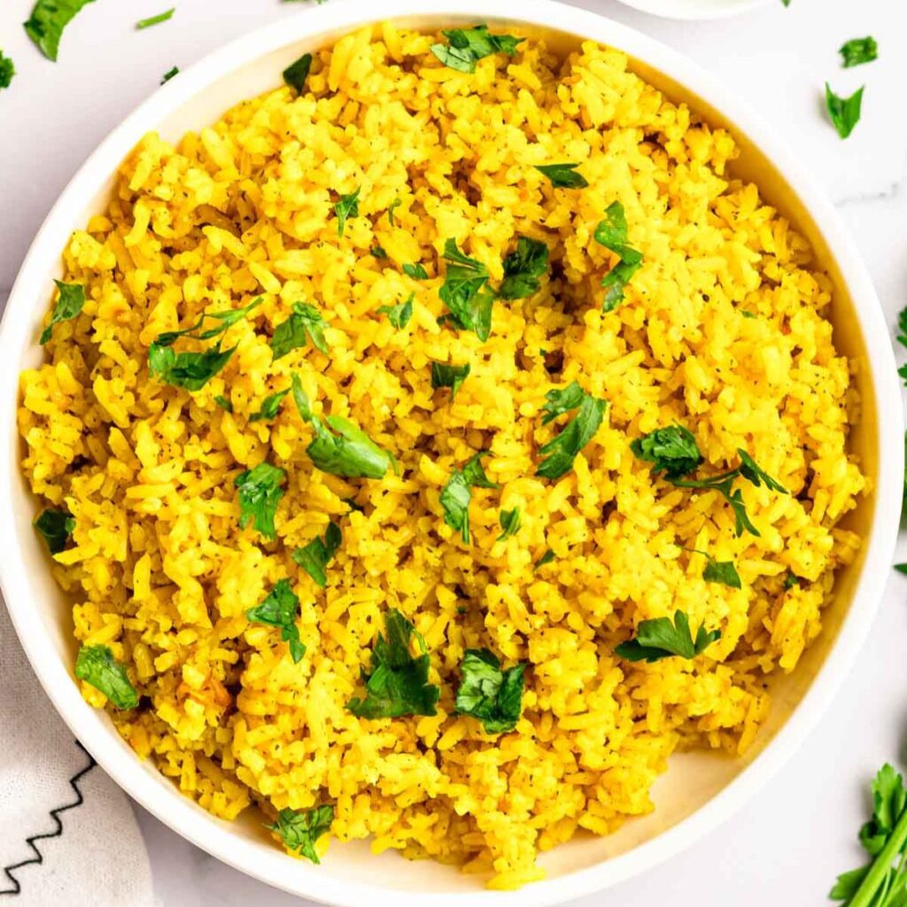 Mediterranean Rice (Yellow Rice) - Rich And Delish