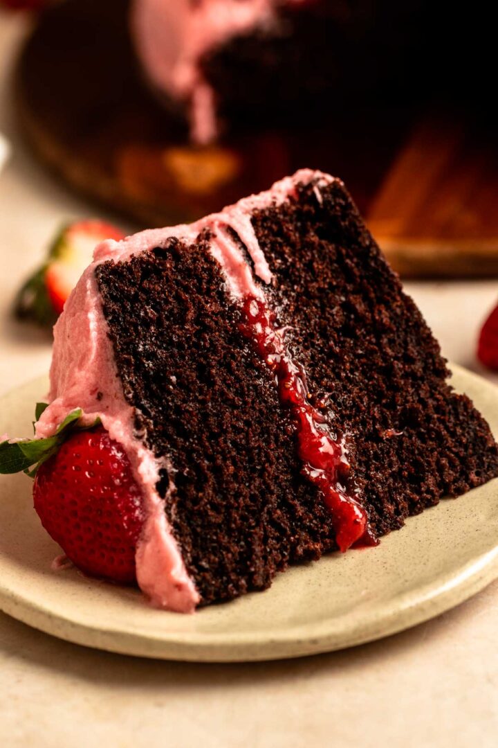 Chocolate Strawberry Cake with Strawberry Filling - Rich And Delish