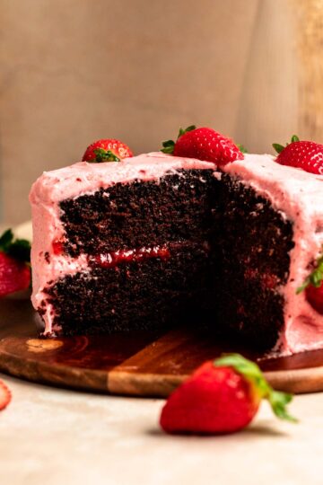 Chocolate Strawberry Cake with Strawberry Filling - Rich And Delish