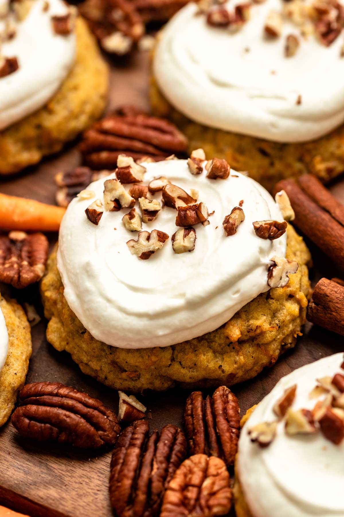 Close up shot of a carrot cake cookie.