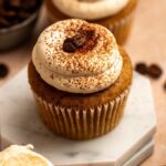 Coffee cupcakes with espresso whipped cream on top.