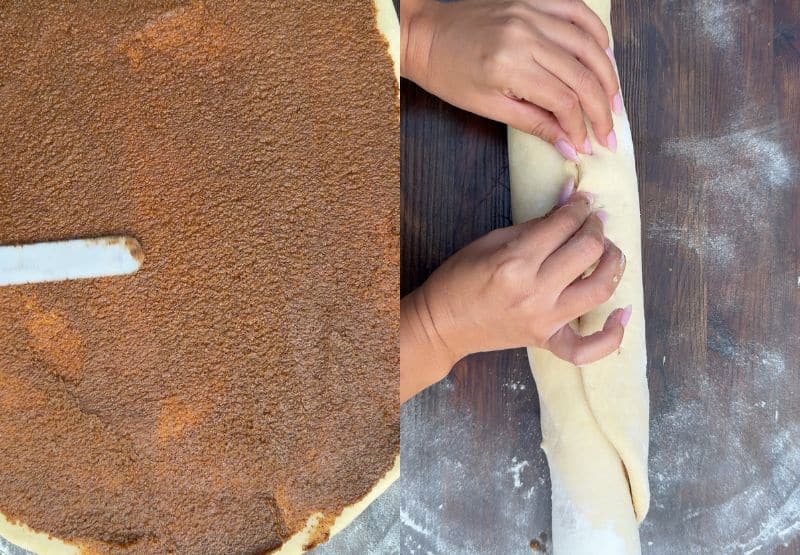 Cinnamon rolls process shots.