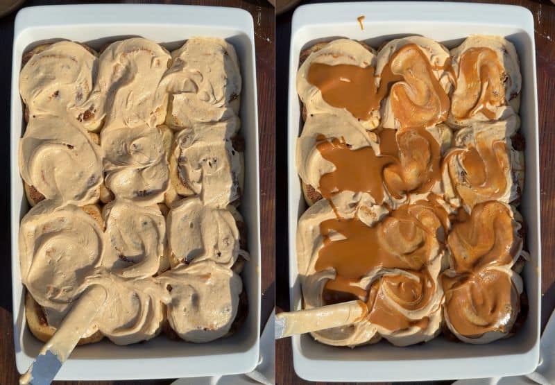 Cinnamon rolls process shots.