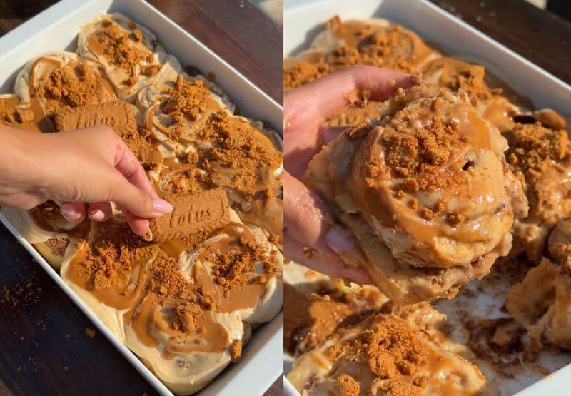 Cinnamon rolls process shots.