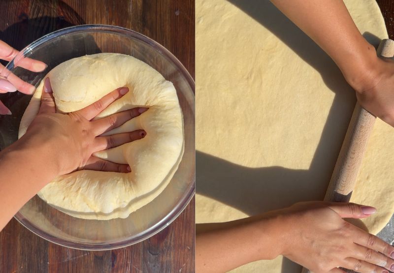 Cinnamon rolls process shots.
