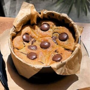 Scoopable cookies in a pan.